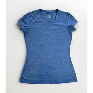 UNDER ARMOUR Heather Blue Heatgear Short Sleeve Fitted Tee Shirt, Women’s Small